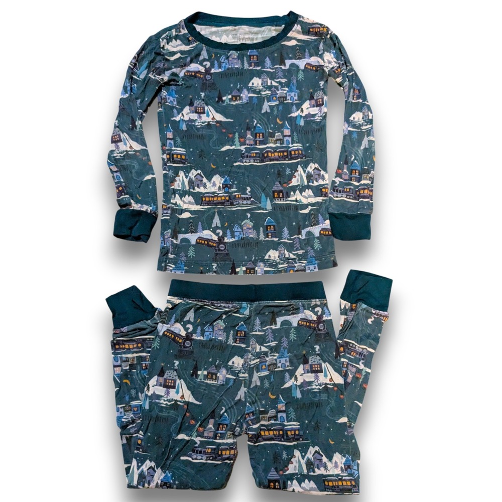 Little Sleepies Polar Express Winter Train 2 Piece Pajama Set Bamboo Toddler 3T